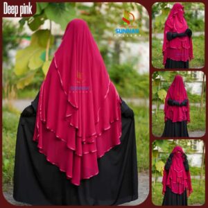 আছিয়া ইনস্ট্যান্ট রেডি হিজাব এবং নিকাব সেট - Deep Pink, শিফন জর্জেট