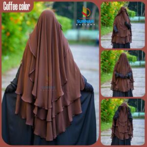 আছিয়া ইনস্ট্যান্ট রেডি হিজাব এবং নিকাব সেট - Coffe, শিফন জর্জেট